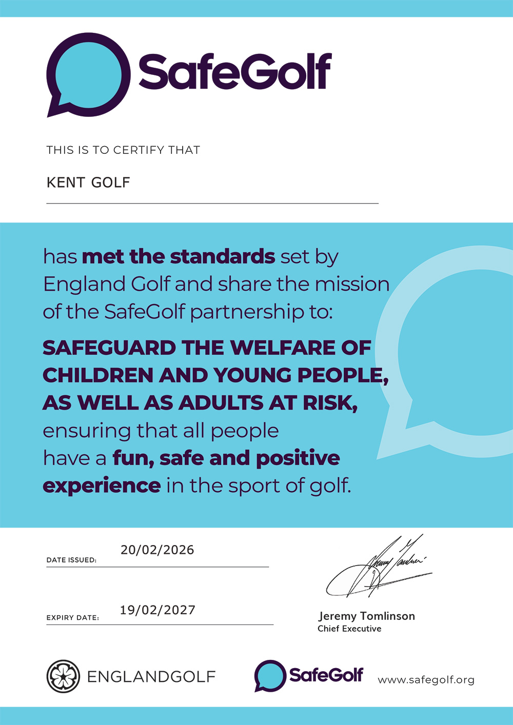 SafeGolf Kent Golf